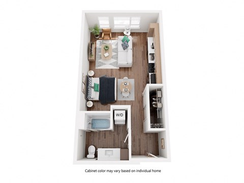 Floor plan for studio, 1 bath, 564 sqft